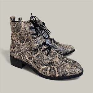 Express  Lace-Up Combat Boots |snake skin|  Animal Print size 8